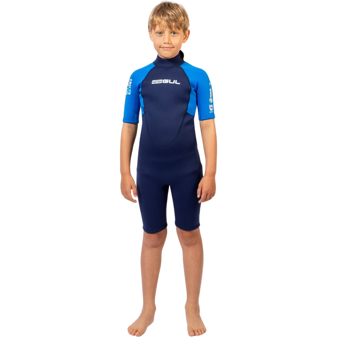 2026 Gul Junior G-Force Natur 3/2mm Back Zip Shorty Wetsuit GF3307-NABL - Navy / Blue